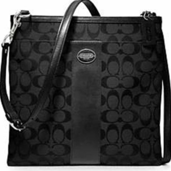 Coach Handbags - COACH XL File SIGNATURE CROSSBODY SWINGPACK Black